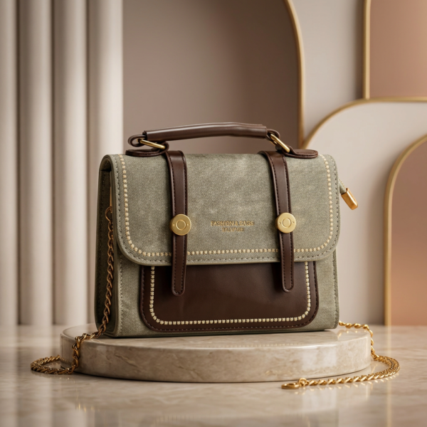 Vintage Canvas Satchel Bag for Women | Top Handle + Strap